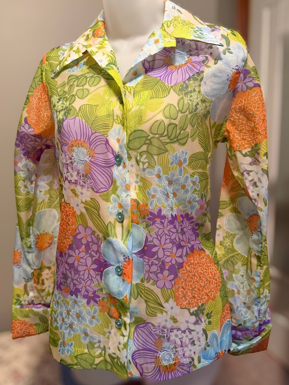 Vintage Floral Multicolor Button-Up Shirt